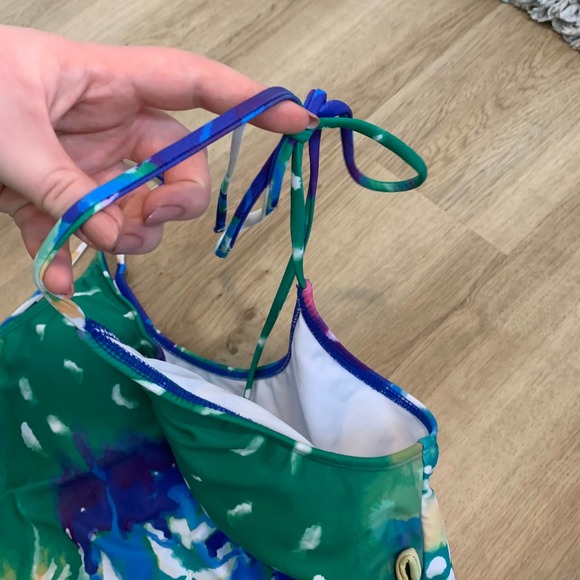 Shein One-piece Swimsuit Size 2XL Tie-dye Polyester Spandex Padded Green - Picture 8 of 13